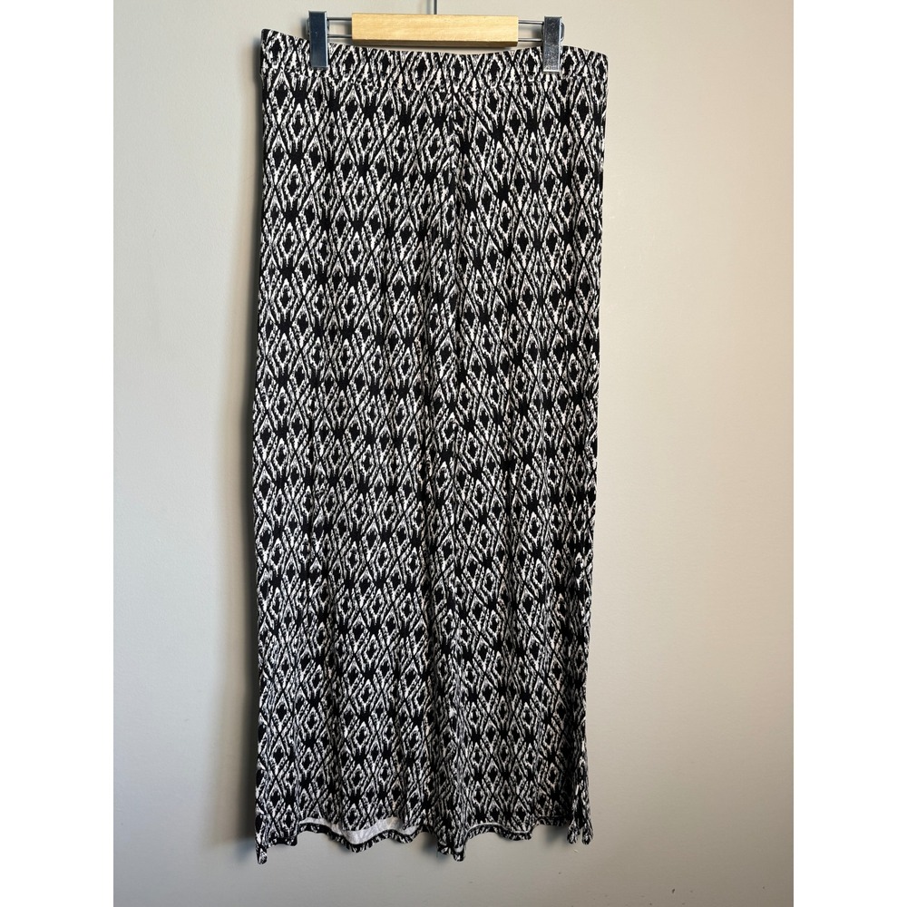 Ikat Diamond Print‎ Maxi Skirt Large Black White Boho Tribal Aztec Whimsigoth